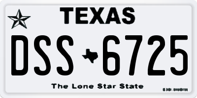 TX license plate DSS6725