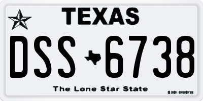 TX license plate DSS6738