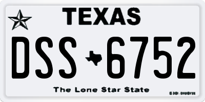 TX license plate DSS6752
