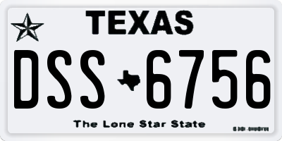 TX license plate DSS6756