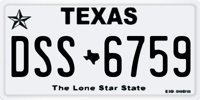 TX license plate DSS6759