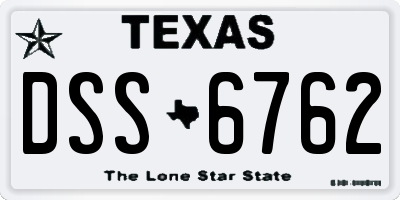 TX license plate DSS6762