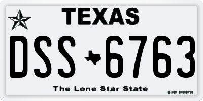 TX license plate DSS6763