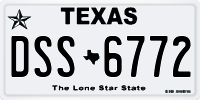 TX license plate DSS6772