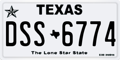 TX license plate DSS6774
