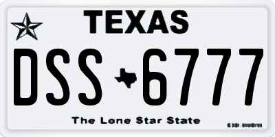 TX license plate DSS6777