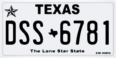 TX license plate DSS6781