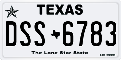 TX license plate DSS6783