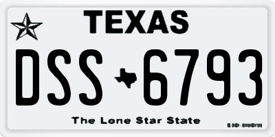 TX license plate DSS6793