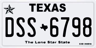 TX license plate DSS6798