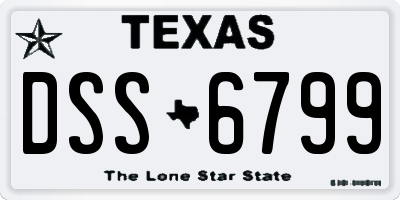TX license plate DSS6799