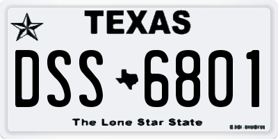 TX license plate DSS6801