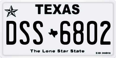 TX license plate DSS6802