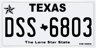 TX license plate DSS6803