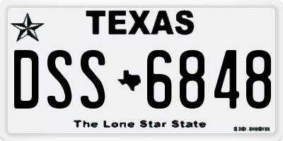 TX license plate DSS6848