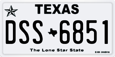 TX license plate DSS6851