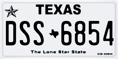 TX license plate DSS6854