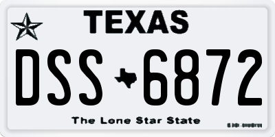 TX license plate DSS6872