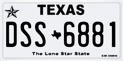 TX license plate DSS6881