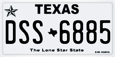 TX license plate DSS6885