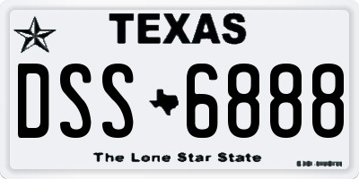 TX license plate DSS6888