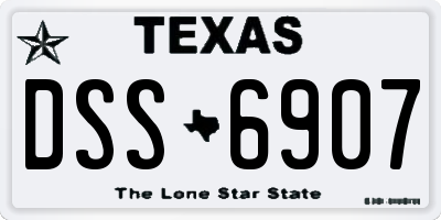 TX license plate DSS6907