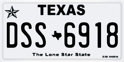 TX license plate DSS6918