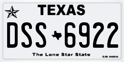 TX license plate DSS6922