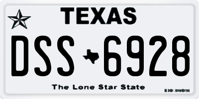 TX license plate DSS6928