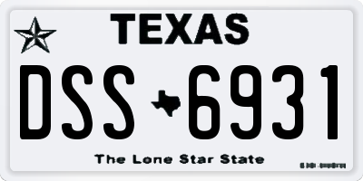 TX license plate DSS6931