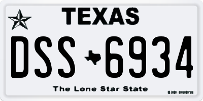 TX license plate DSS6934