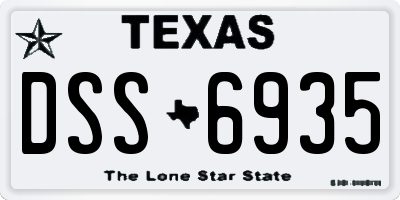 TX license plate DSS6935