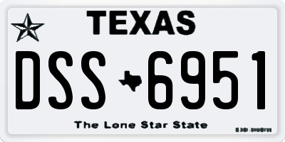 TX license plate DSS6951