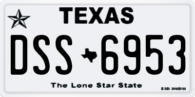 TX license plate DSS6953