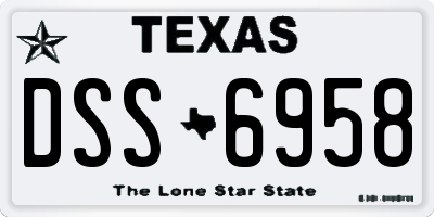TX license plate DSS6958
