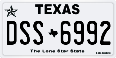 TX license plate DSS6992