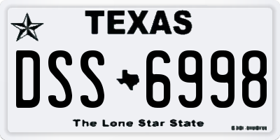 TX license plate DSS6998