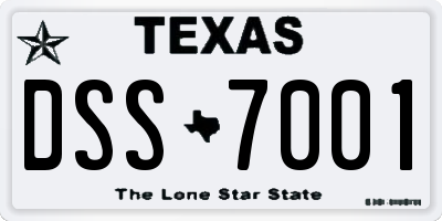 TX license plate DSS7001