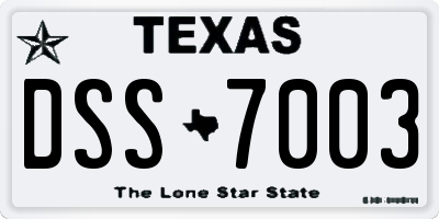 TX license plate DSS7003