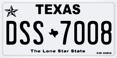 TX license plate DSS7008