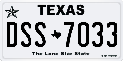 TX license plate DSS7033