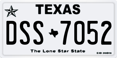 TX license plate DSS7052