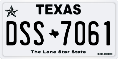 TX license plate DSS7061