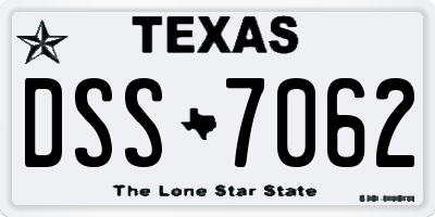 TX license plate DSS7062