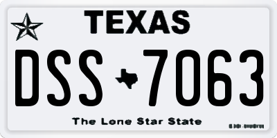 TX license plate DSS7063
