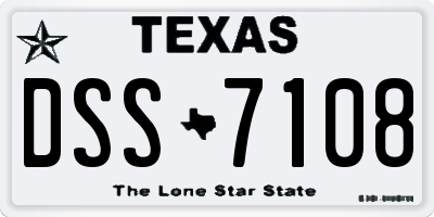 TX license plate DSS7108