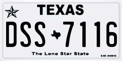 TX license plate DSS7116