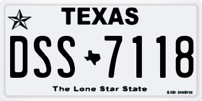 TX license plate DSS7118