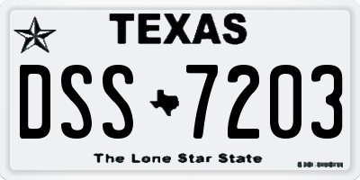 TX license plate DSS7203
