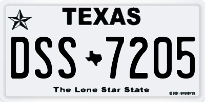 TX license plate DSS7205